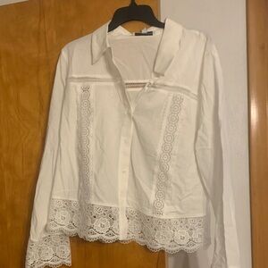 WD.NY White Lace Accent Blouse